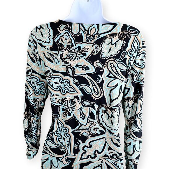 INC International Concepts Side Ruched Paisley Print Jersey Knit Dress Petite L - Picture 8 of 9